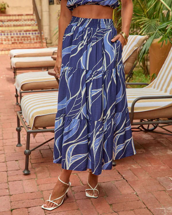Luxe Lagoon Abstract Maxi Skirt | VICI