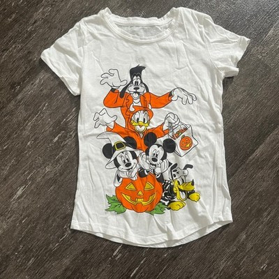 Disney Halloween T-Shirt Mickey Goofy Donald Pluto White Kids Size 8/10 | eBay US