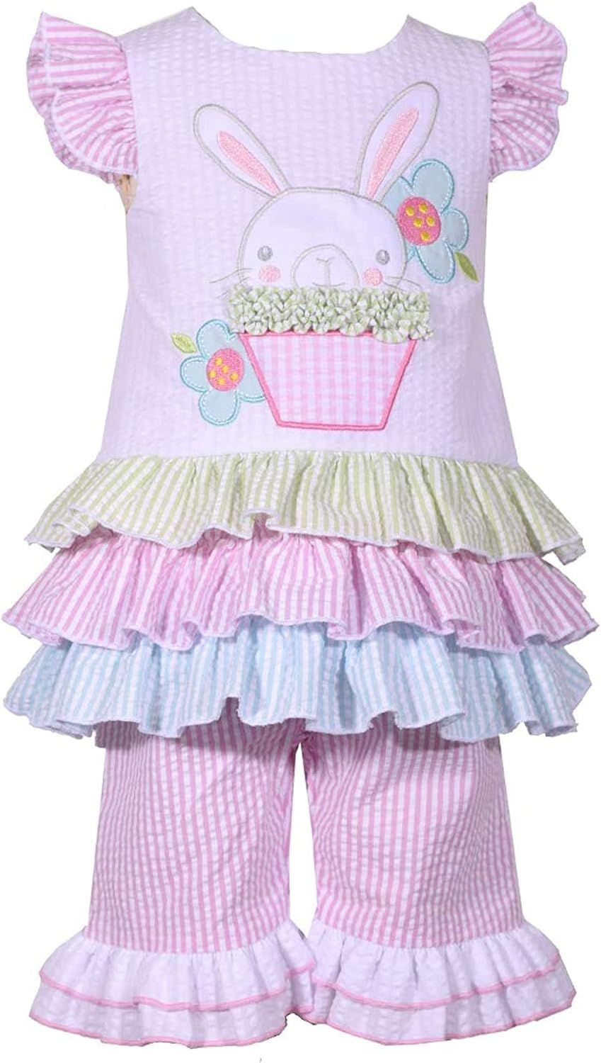 Bonnie Jean Girl's Easter Outfit Bunny Seersucker Top and Leggings Set for Baby and Toddler | Amazon (US)