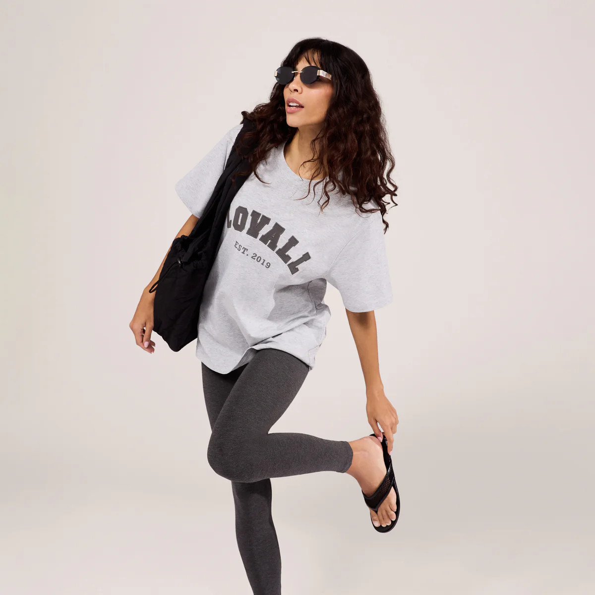 Graphic T-shirt Varsity | Light Grey Marl | LOVALL
