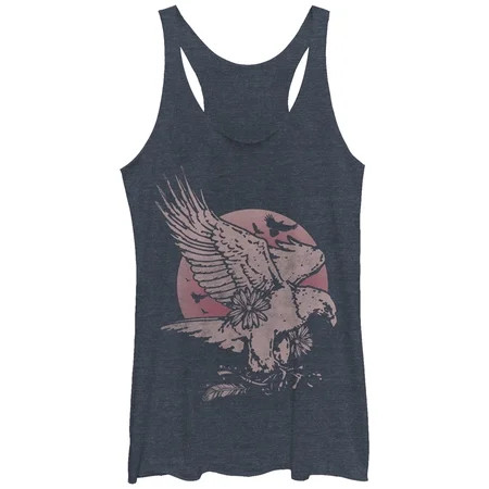 Women s Lost Gods Full Moon Eagle Racerback Tank Top Navy Blue Heather X Large | Walmart (US)