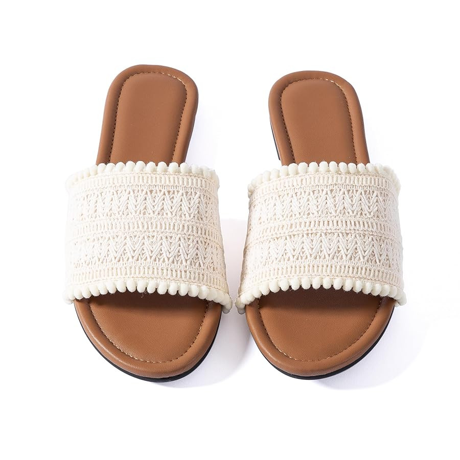 Mtzyoa Women Flat Sandals Braided Leather Nude Summer Dressy Fashion Evening Party Wedding Sandal... | Amazon (US)