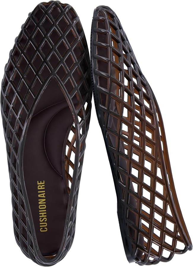 CUSHIONAIRE Siesta Modern Lattice Ballet Flats for Women, Comfortable Slip On Pointed Toe Womens ... | Amazon (US)