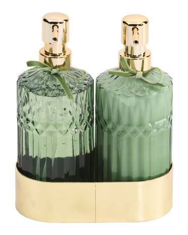 2pc Feel Cozy Winter Pine Glass Bottled Hand Wash And Lotion Set | TJ Maxx