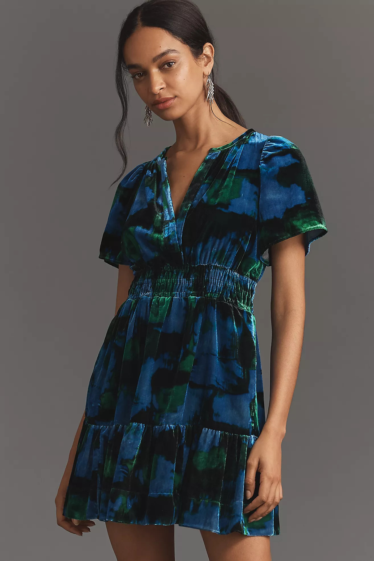 Maeve Somerset Velvet Mini Dress | Anthropologie (US)
