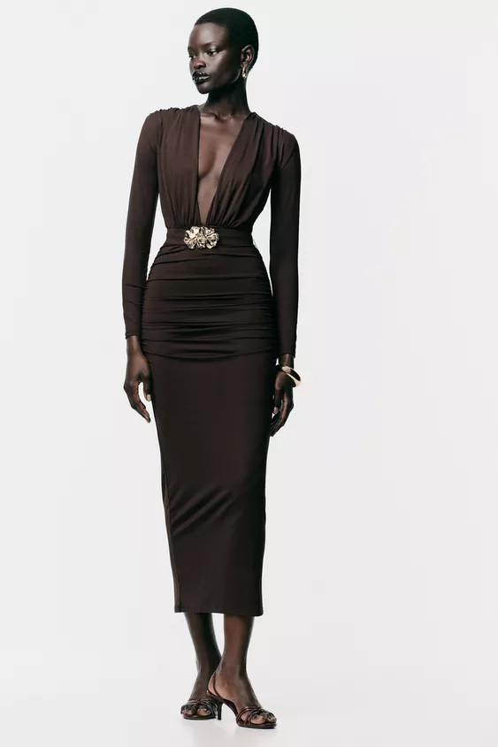 POLYAMIDE DRESS WITH HARDWARE BELT | Zara US