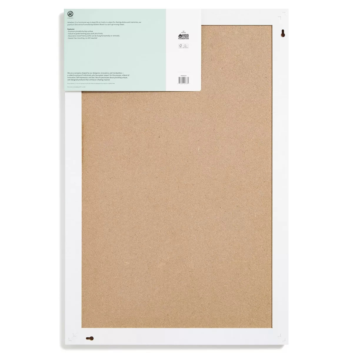 U Brands 20"x 30" Burlap Bulletin Board White Wood Frame | Target