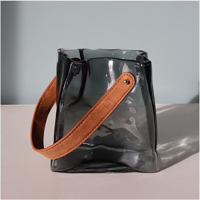 Kaitnax Handbag Shape Glass Flower Vase Thickened Glass Clear Vase for Home Décor Bookshelf Tabl... | Amazon (US)