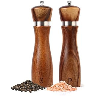 Gennua Kitchen Wooden Salt and Pepper Grinder Set: Refillable Salt & Pepper Mills Adjust for Cust... | Amazon (US)