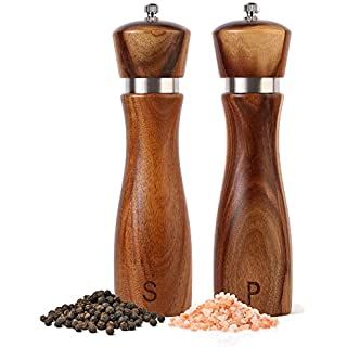 Gennua Kitchen Wooden Salt and Pepper Grinder Set: Refillable Salt & Pepper Mills Adjust for Cust... | Amazon (US)