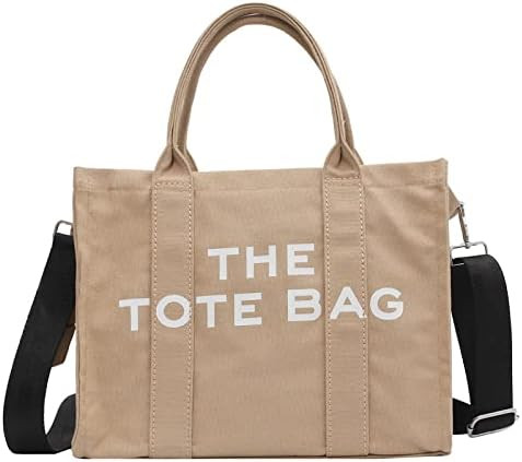 NCDUANSAN Large Canvas Tote Bag Simple one-Shoulder Shopping Bag Lady Letter Printing Commuter Fashi | Amazon (US)