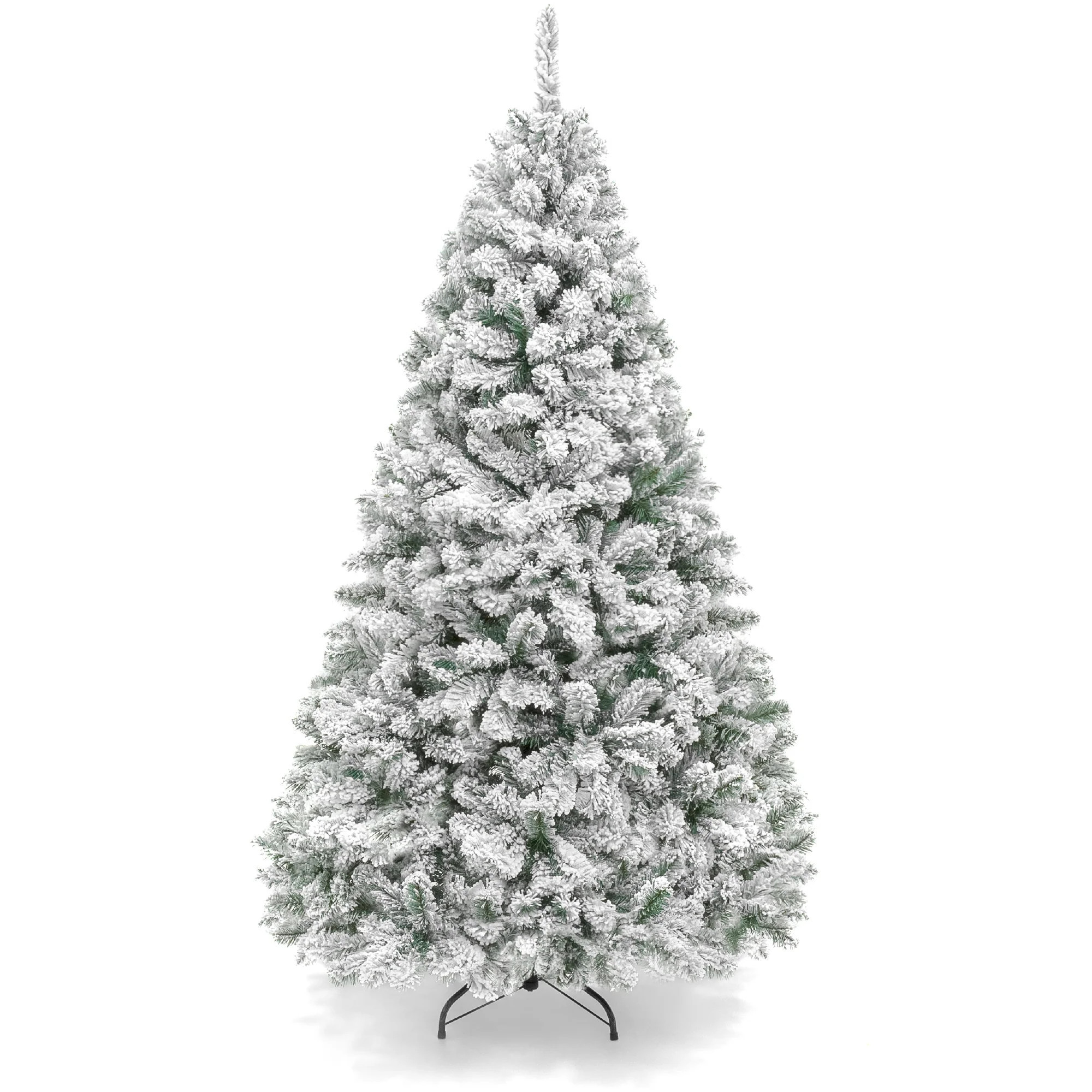 Premium Snow Flocked Artificial Pine Christmas Tree w/ Foldable Metal | Best Choice Products 