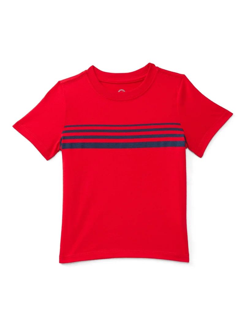 Wonder Nation Toddler Boys Short Sleeve Chest Stripe T-Shirt, Sizes 18M-5T | Walmart (US)