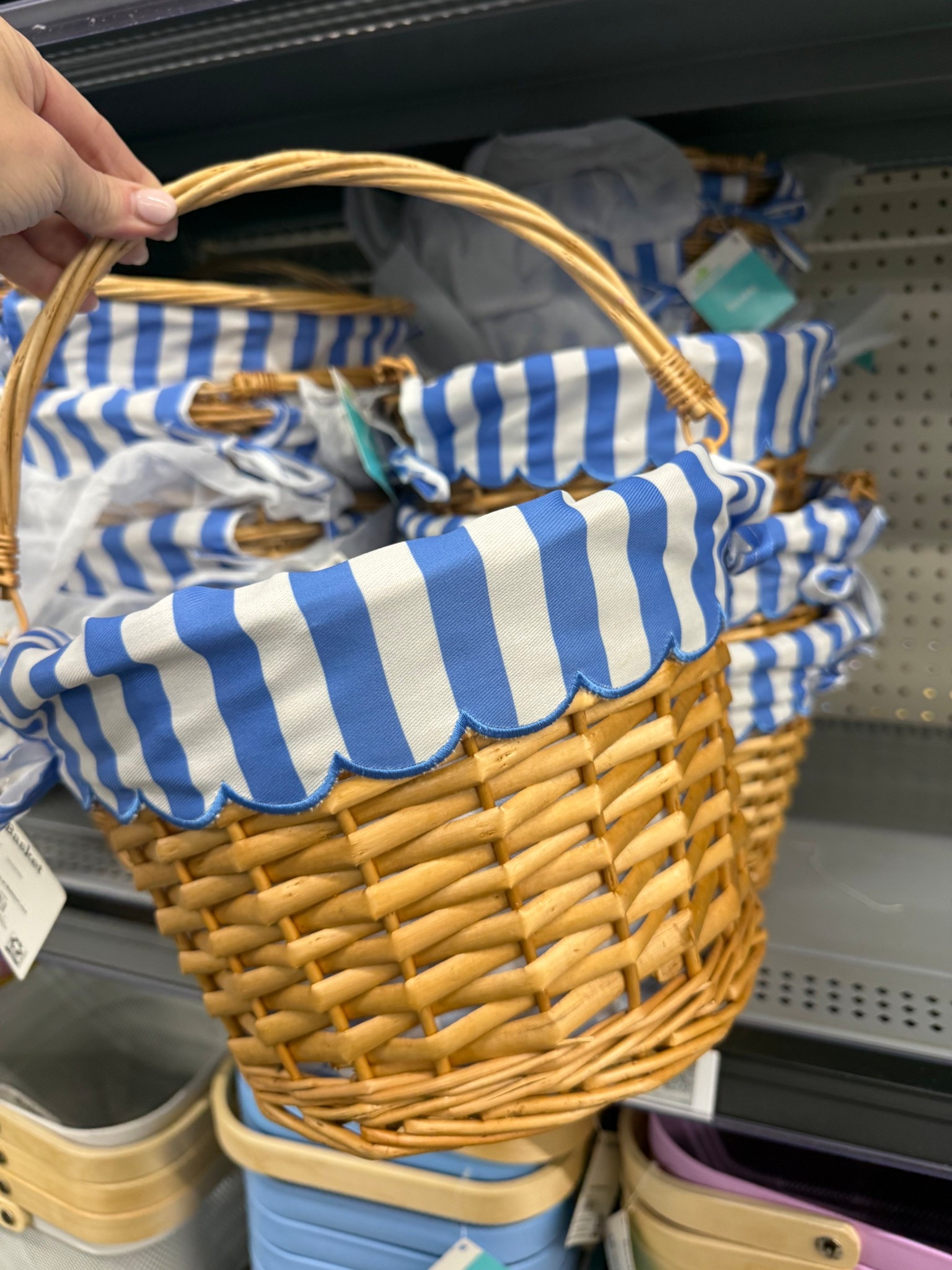 What a great Walmart find! This Easter basket is under $10. The scalloped blue and white striped liner makes it look more expensive. It will be great to use all spring and summer long. 💙🤍

#LTKSeasonal #LTKHome