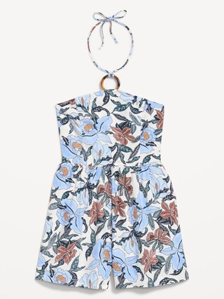 Linen-Blend O-Ring Halter Romper for Women -- 3-inch inseam | Old Navy (US)