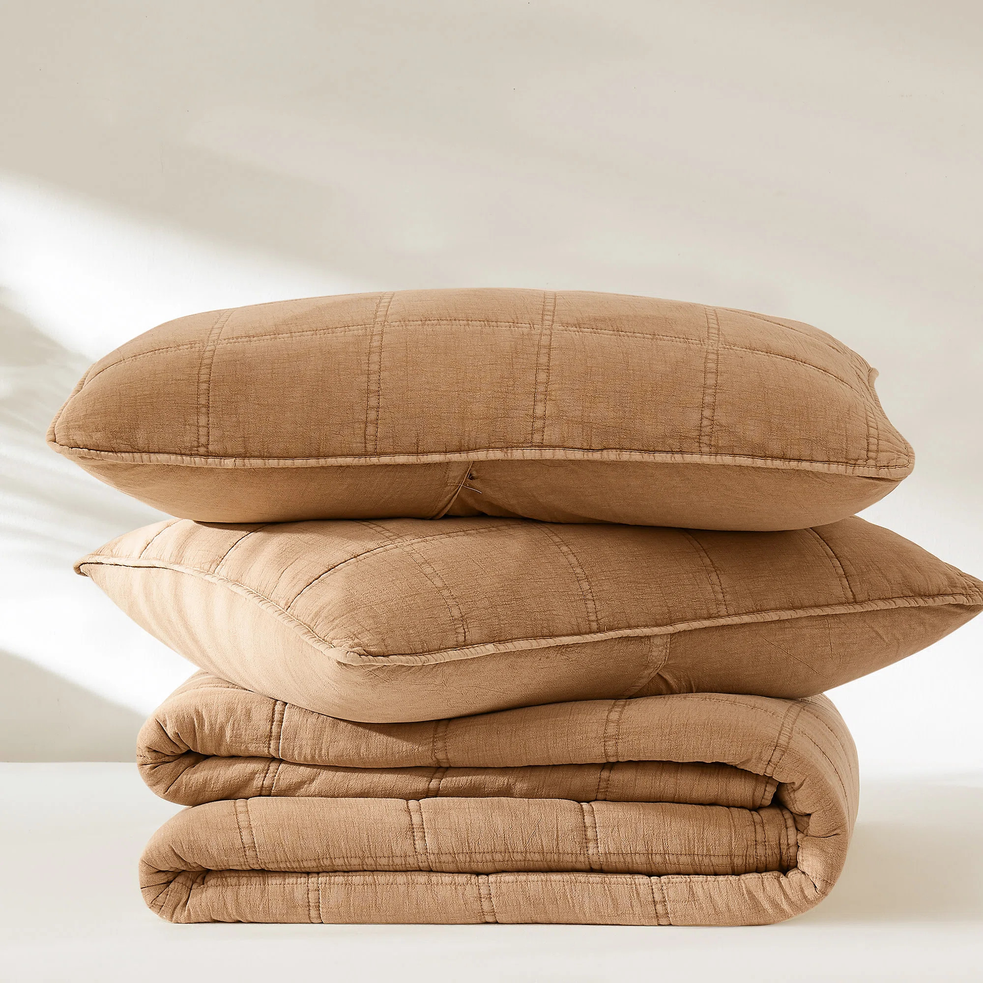 Logan Stone Washed Cotton Quilt 3Pc Set | Wayfair North America