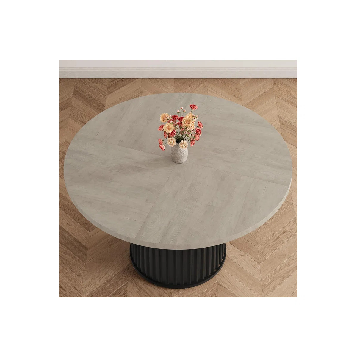 47" Round Dining Table for 4-6 People, Dining Room Table with Sturdy Waveform Metal Pedestal Base... | Wayfair North America