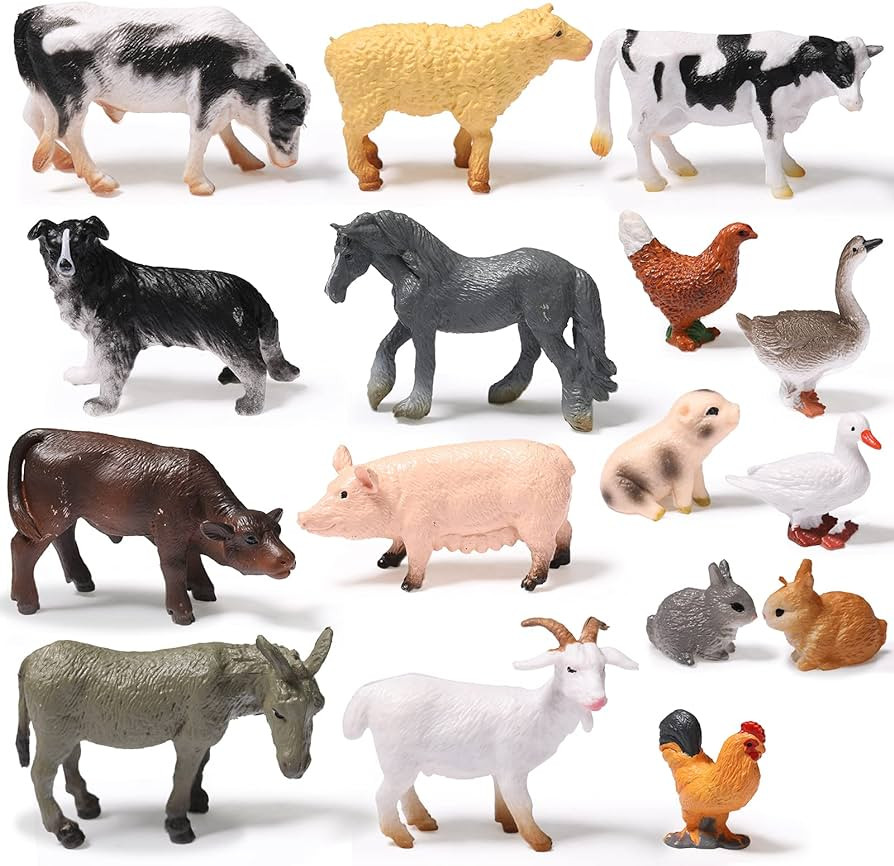 16 Pcs mini Farm Animal Toys Realistic Plastic Kids Animal Figurines Playset for Kids Birthday Ca... | Amazon (US)