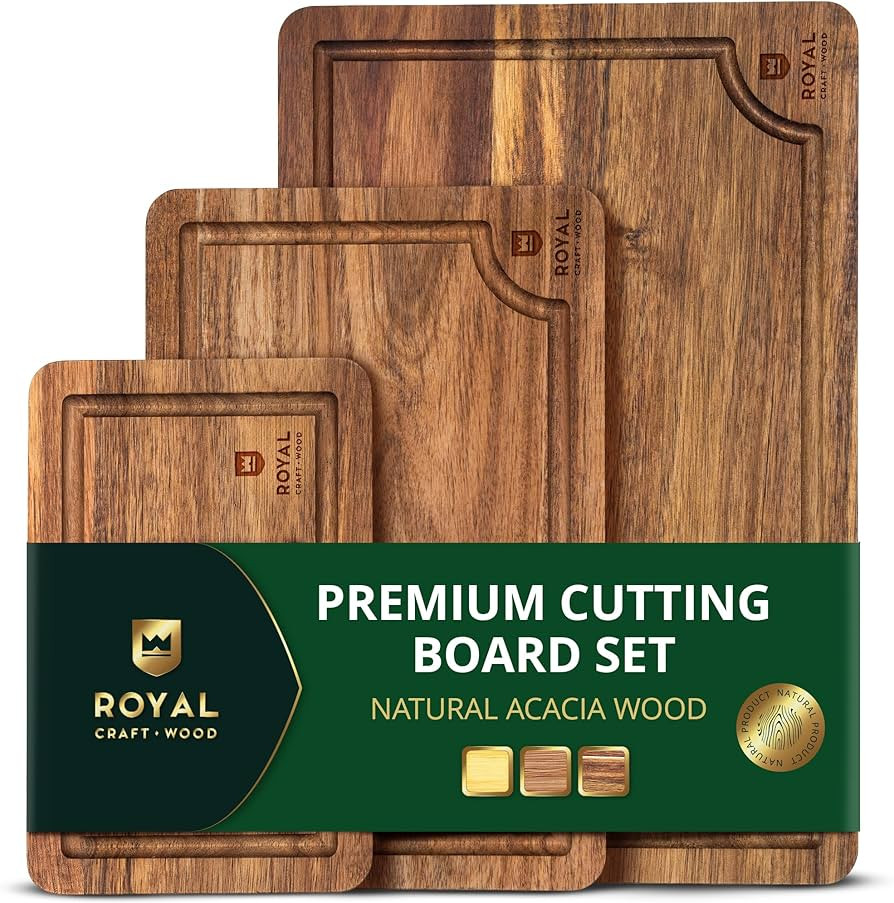 ROYAL CRAFT WOOD Acacia Wood Cutting Boards Set of 3 – Premium Wooden Cutting Boards for Kitche... | Amazon (US)