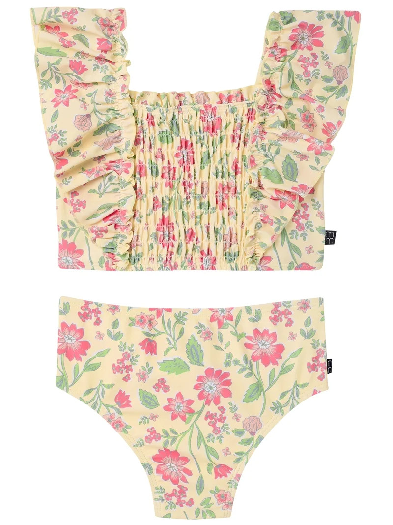 Modern Moments by Gerber Toddler Girl Two- Piece Swimsuit with Double Ruffle, Sizes 12M-5T | Walmart (US)