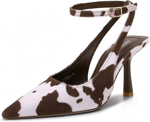 Slingback Kitten Heels for Women, Stiletto Pointed Toe Pumps Dressy Shoes | Amazon (US)