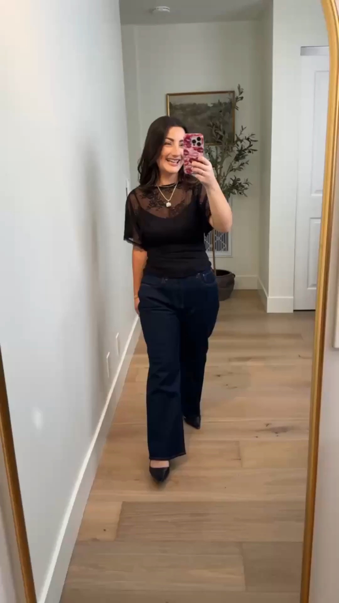 Lace flutter sleeve top size xs 
Jeans size 27 x-short in curve love 

5’0” 135lbs

#LTKgrwm #LTKootd #LTKPetite