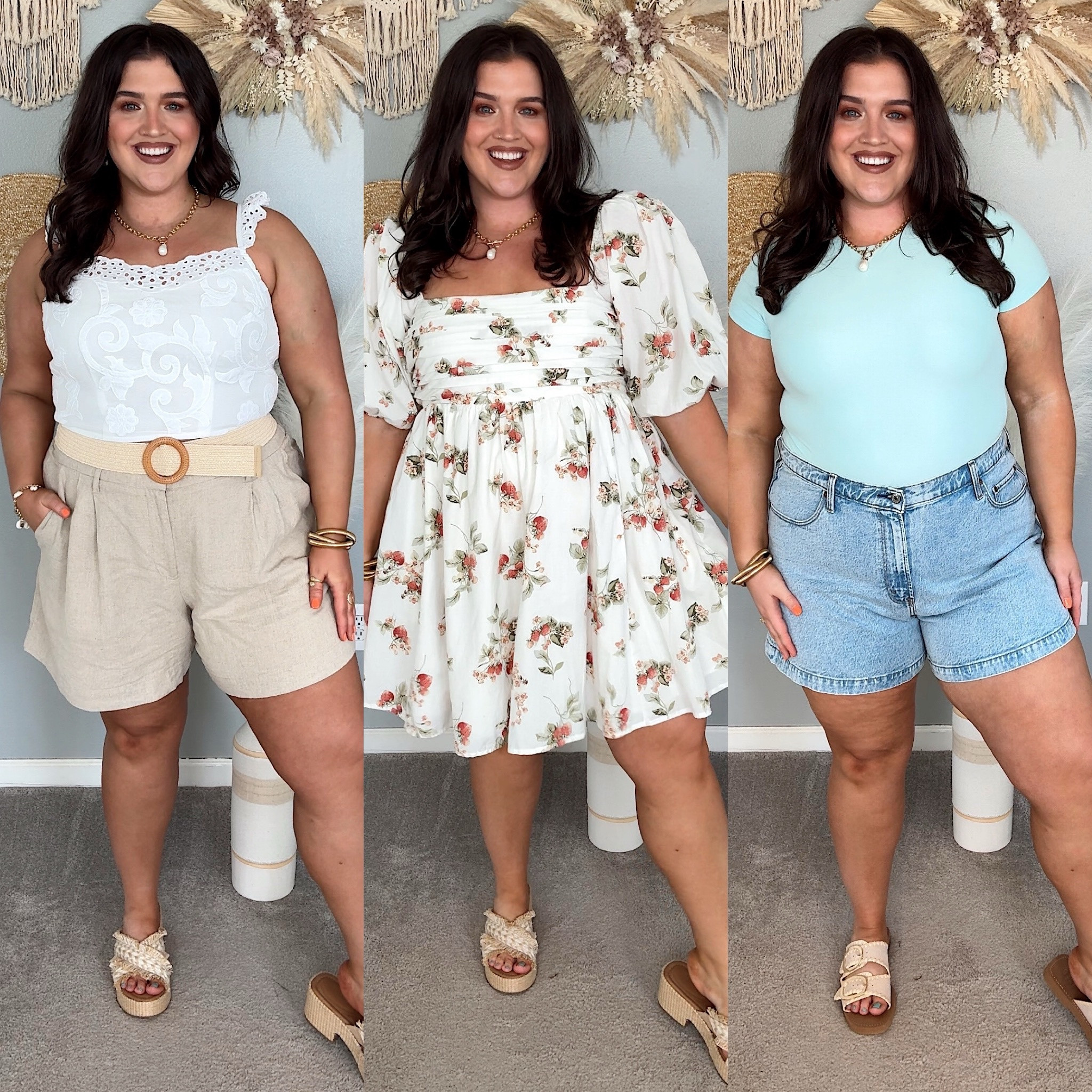 Summer curvy outfit inspo 🐚☀️🌴 
White crop tank, linen shorts, rattan belt
Emerson puff sleeve European summer mini dress
Seamless baby blue bodysuit, curve love denim shorts 
 (XL/18/XL tall/XL/34) 

#LTKSeasonal #LTKPlusSize #LTKStyleTip