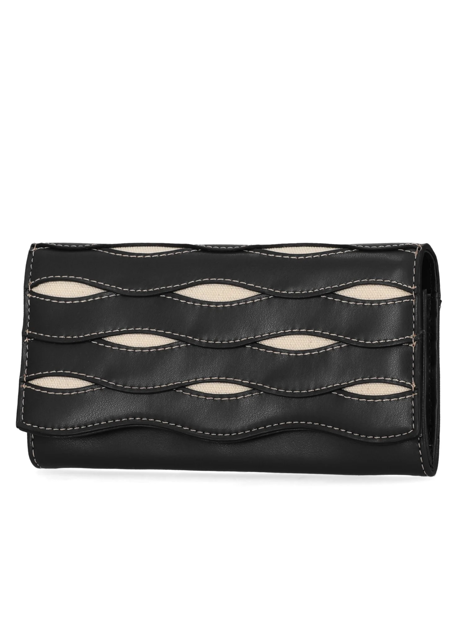 Free Assembly Women's Avery Flap Wallet,Black and Cream | Walmart (US)
