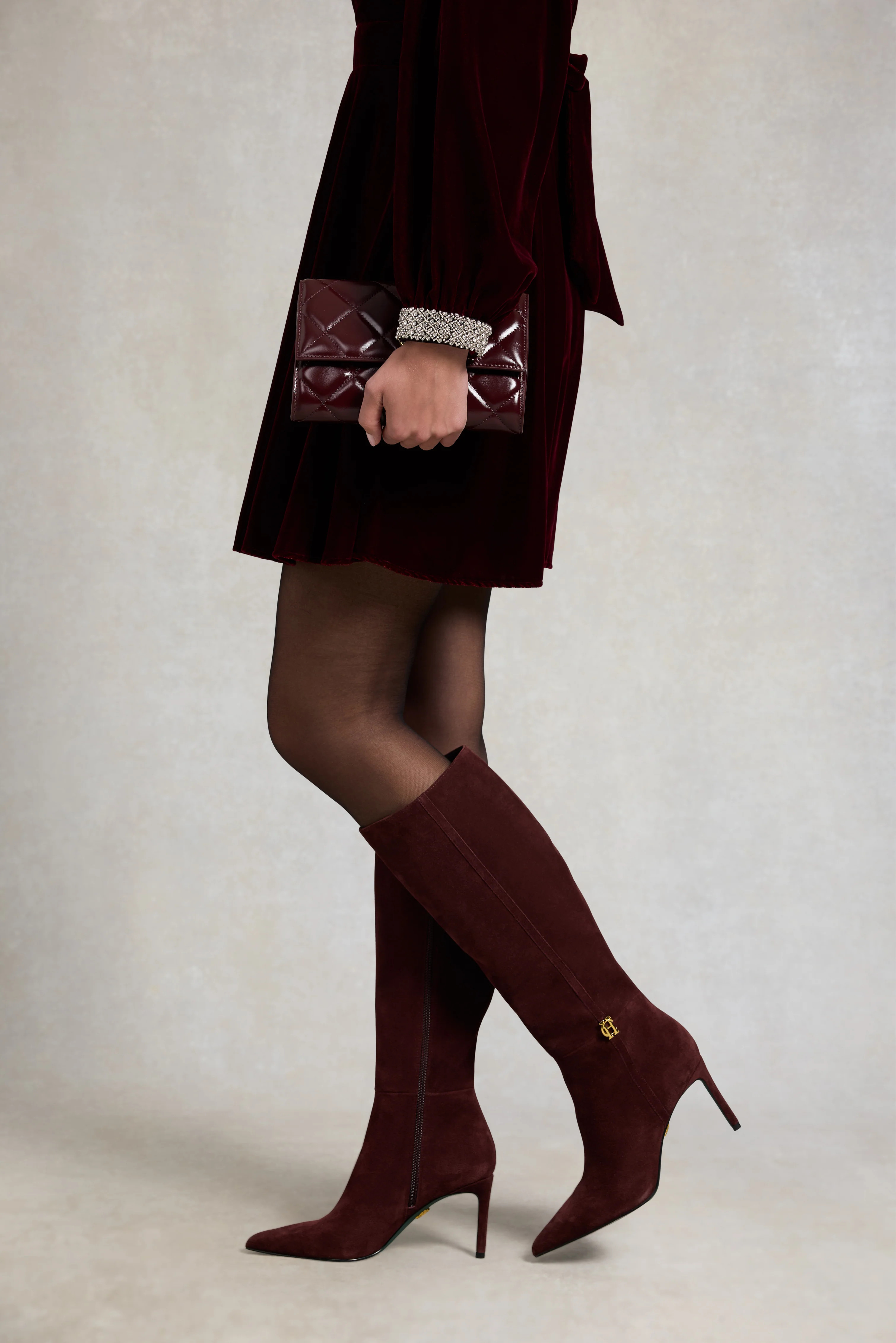 London Heel Boot (Oxblood Suede) | Holland Cooper