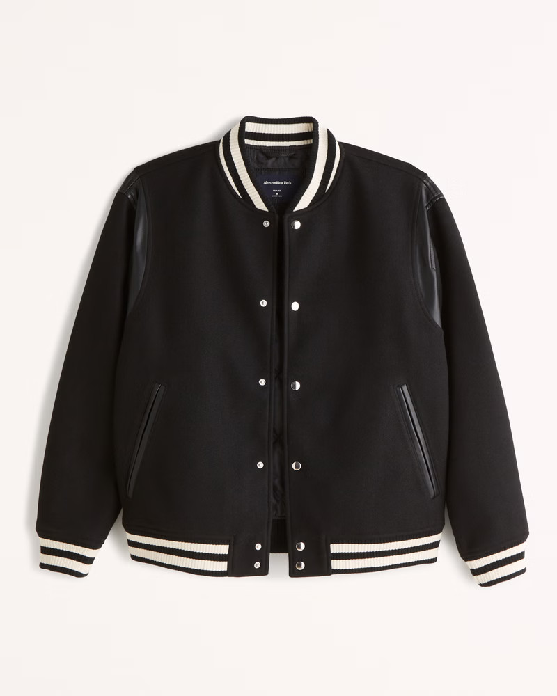Men's Varsity Bomber Jacket | Men's | Abercrombie.com | Abercrombie & Fitch (US)
