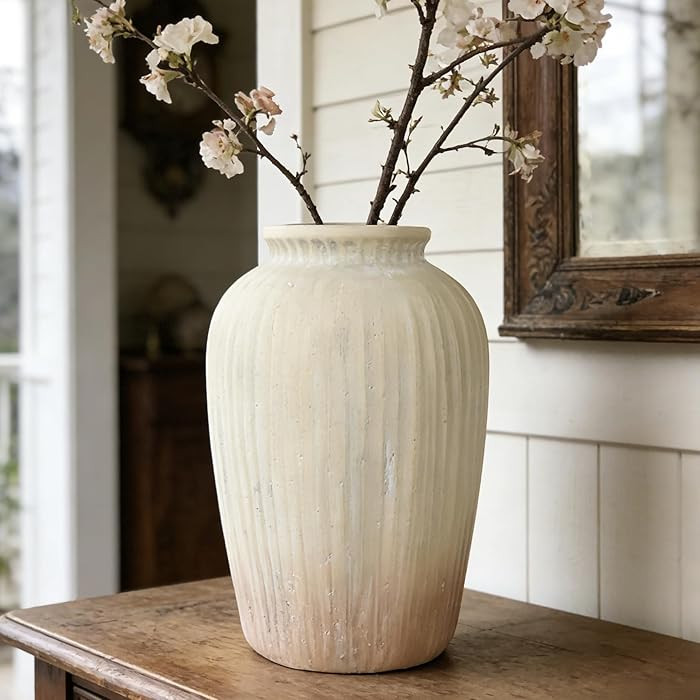 Oakrain 15" Tall Rustic Vase, Decorative Flower Vase for Table with Gradient Design, Large Floor ... | Amazon (US)
