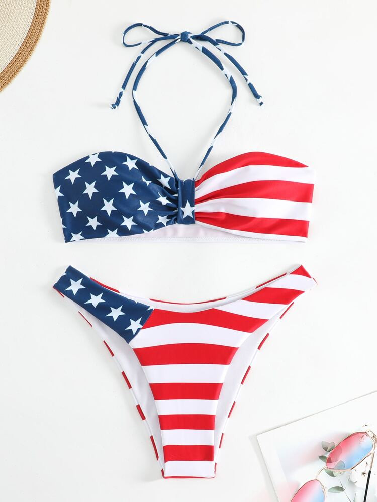 Americana Print Halter Bikini Swimsuit
       
              
              $9.99        
    (6)... | SHEIN
