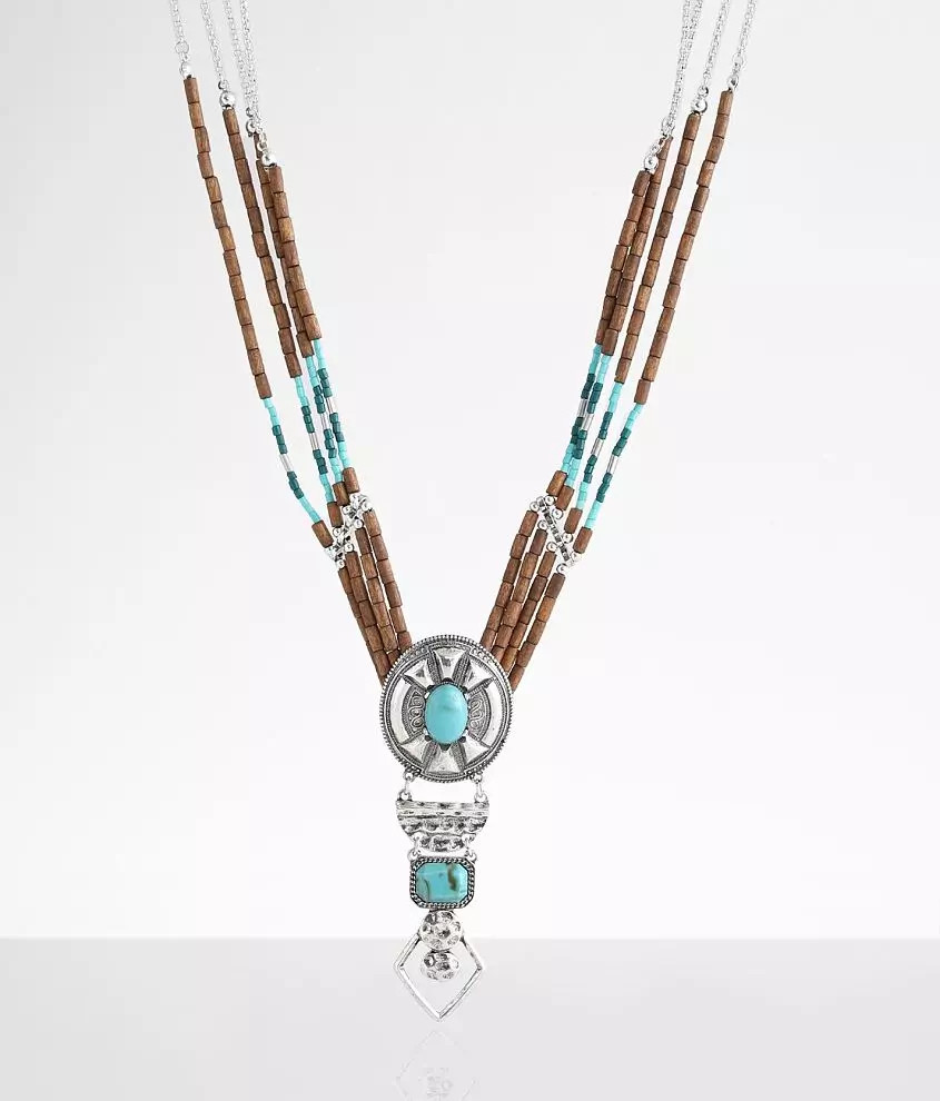 Layered Wood Bead Necklace | Buckle