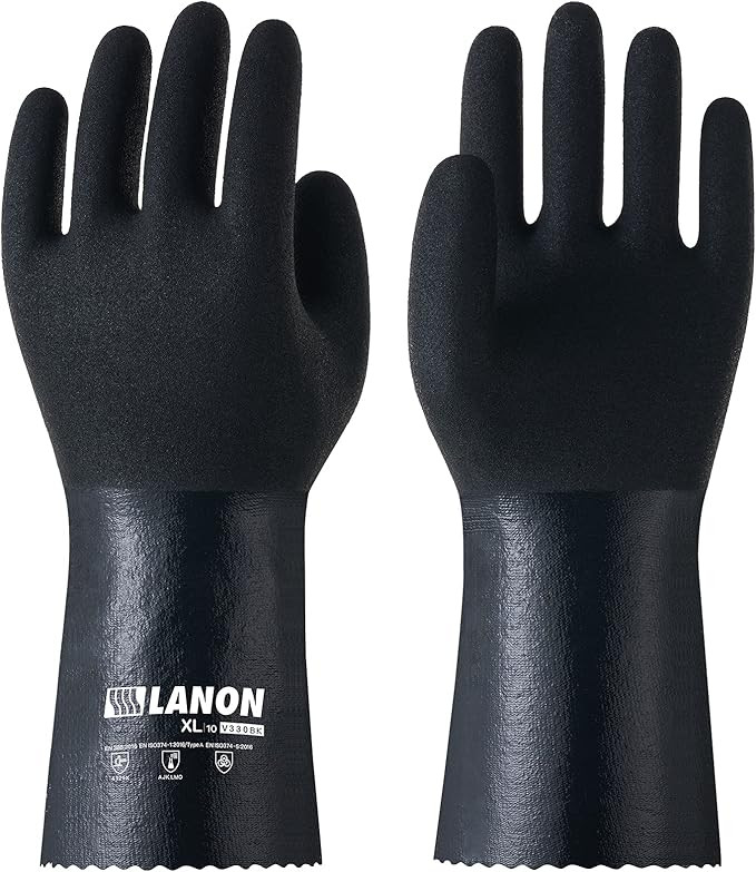 LANON Nitrile Chemical Resistant Gloves, Reusable Heavy Duty Safety Work Gloves with MicroFoam Te... | Amazon (US)