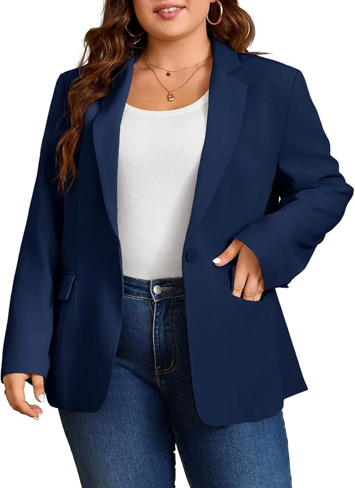 Cicy Bell Womens Plus Size Casual Blazers Lapel Long Sleeve Work Office Suit Jackets Open Front C... | Amazon (US)