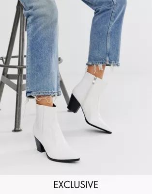 Z_Code_Z Exclusive Tuma white croc western boots | ASOS US
