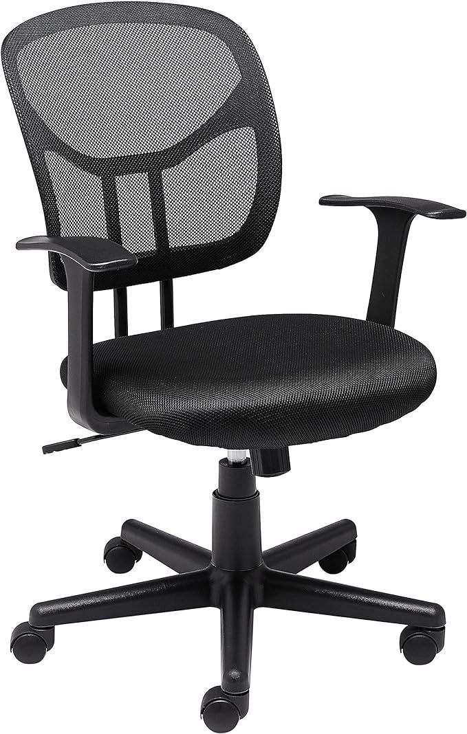 Amazon.com: Amazon Basics Mesh, Mid-Back, Adjustable, Swivel Office Desk Chair with Armrests, Bla... | Amazon (US)