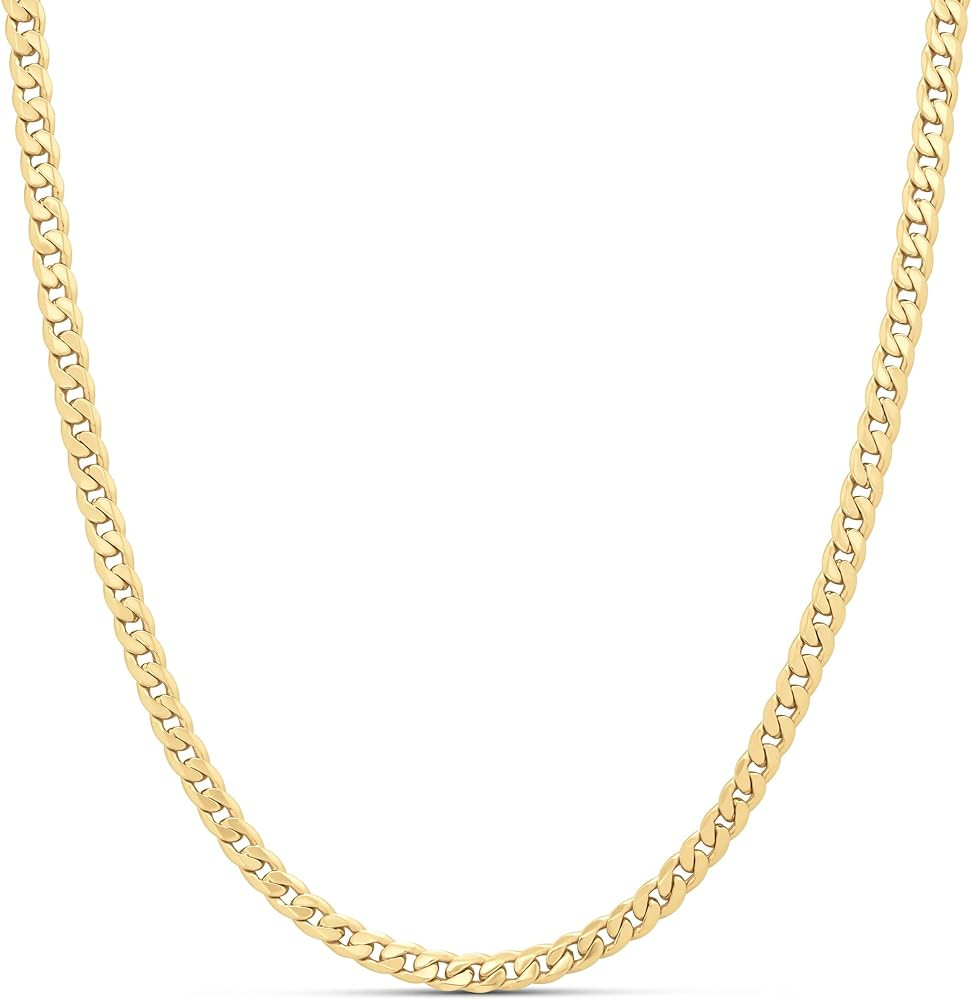 Amazon Essentials 14K Gold Plated Curb Chain      
 Metal  

 No Gemstone | Amazon (US)