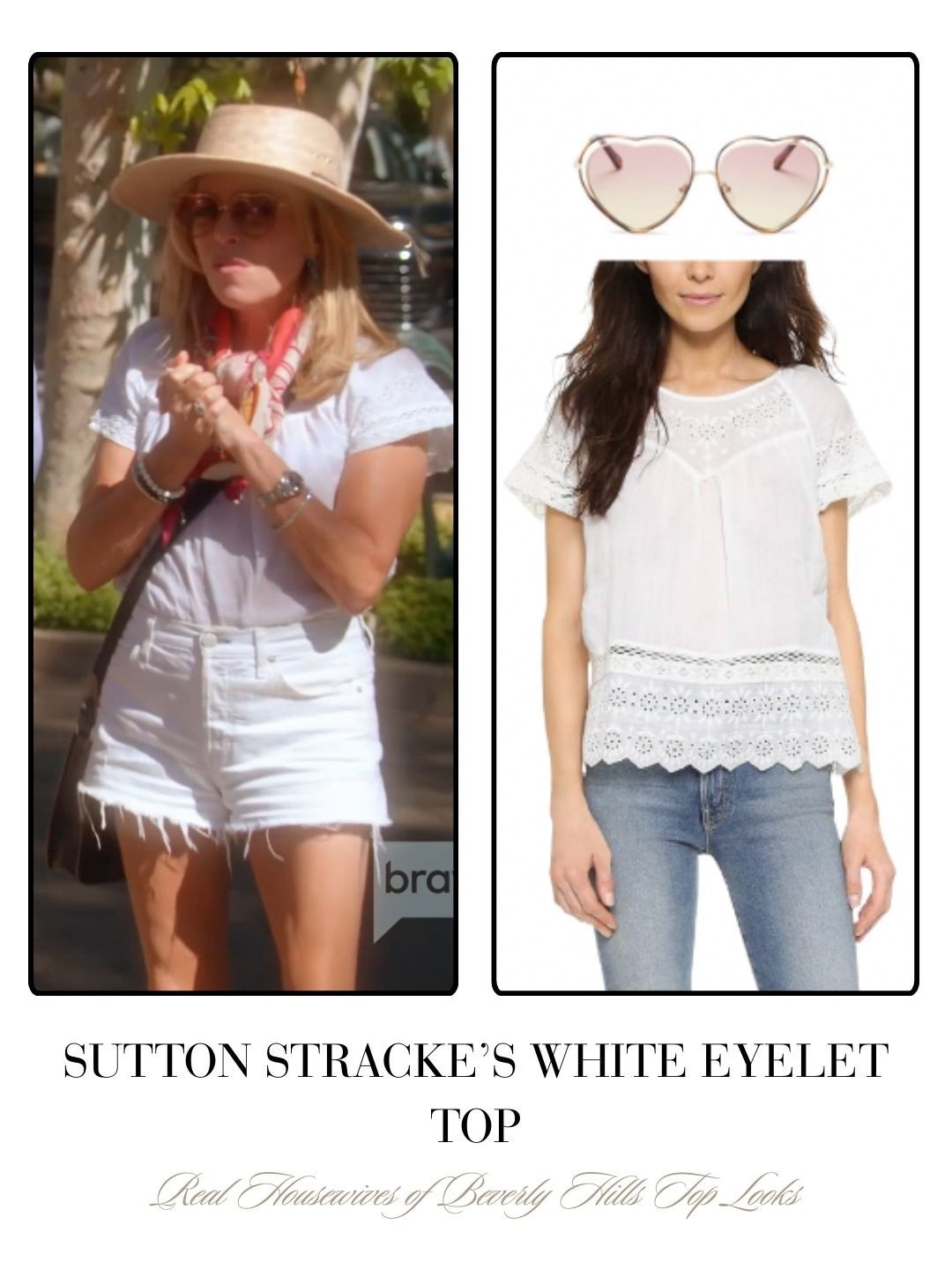 Sutton Stracke’s White Eyelet Top
