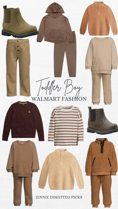 Walmart toddler boy, neutral, tan, brown, matching set, sweater, quarter zip, boots, affordable fashion, children’s clothing 

#LTKSeasonal #LTKstyletip #LTKkids