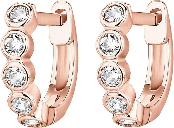 PAVOI 14K Gold Plated Sterling Silver Post 1.75mm Cubic Zirconia Cuff Earrings Huggie Stud | Amazon (US)