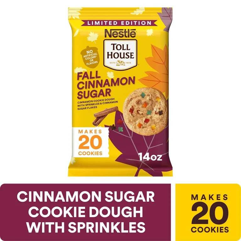 Nestle Toll House Fall Cinnamon Sugar Cookie Dough, 20 Cinnamon Sugar Cookies 14 oz | Walmart (US)