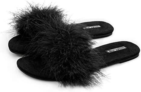 BCTEX COLL Women's Fuzzy Open Toe Slippers Memory Foam Feather Slides Fluffy Furry Indoor House S... | Amazon (US)