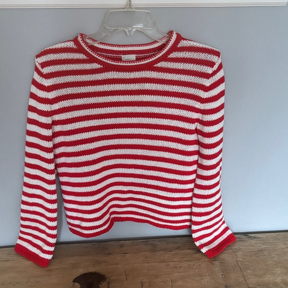 a new day Red and White Striped Crew Neck Sweater | Poshmark