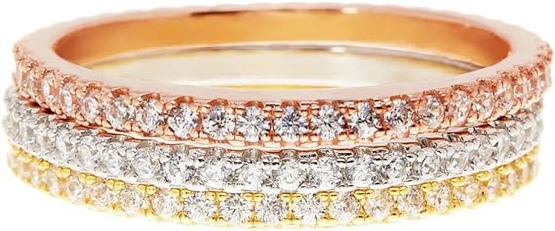 PAVOI 14K Gold Plated Sterling Silver CZ Simulated Diamond Stackable Ring Eternity Bands for Wome... | Walmart (US)