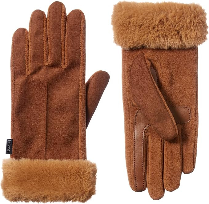 isotoner Womens Mya Microsuede Glove With Faux Fur Cuff Detail, Touchscreen Compatible and Water ... | Amazon (US)