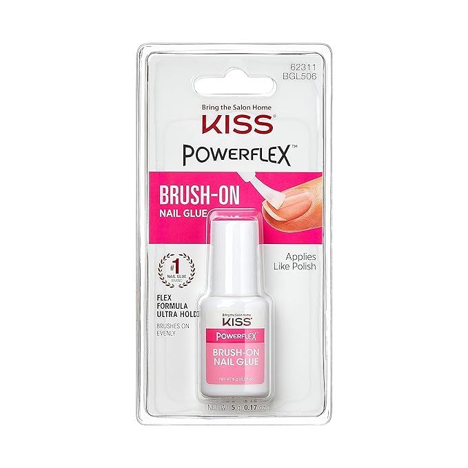 KISS PowerFlex Brush-On Nail Glue for Press On Nails, Ultra Hold Flex Formula Nail Adhesive, Incl... | Amazon (US)