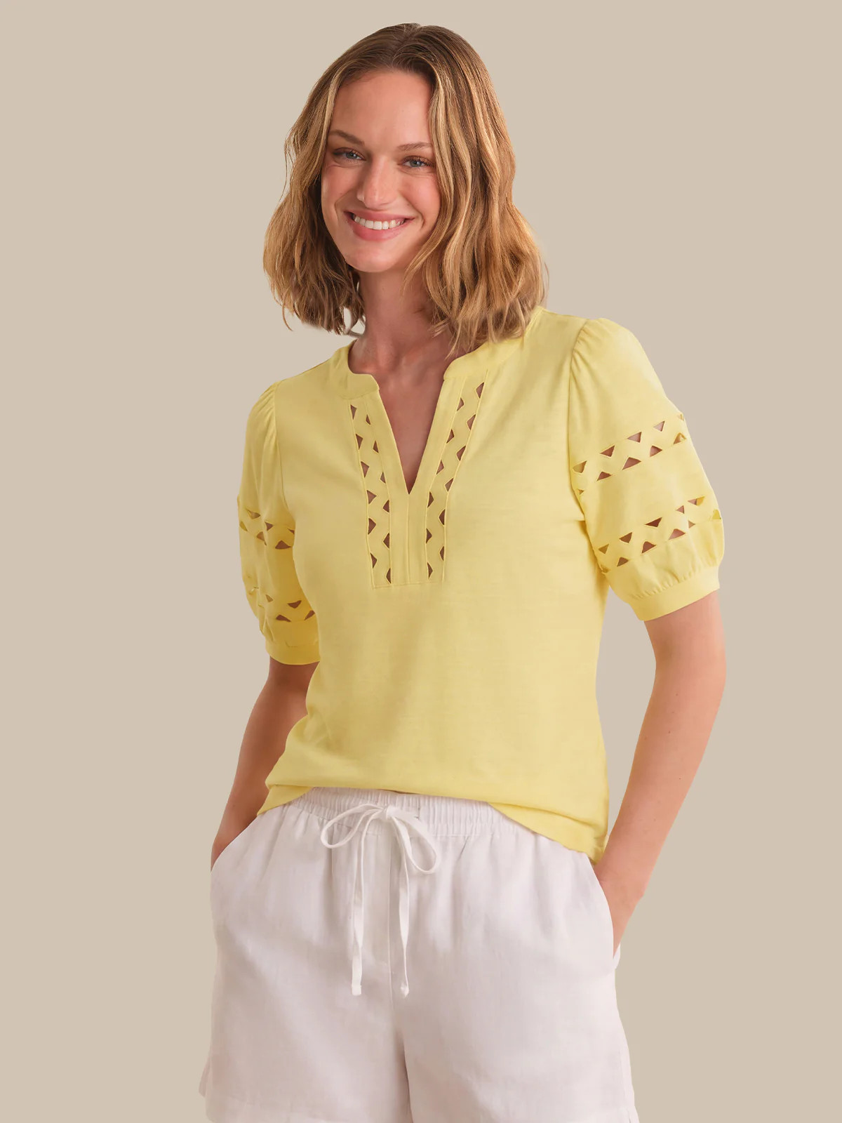 89th & Madison Split Neck Ric Rac Top | 89th + Madison