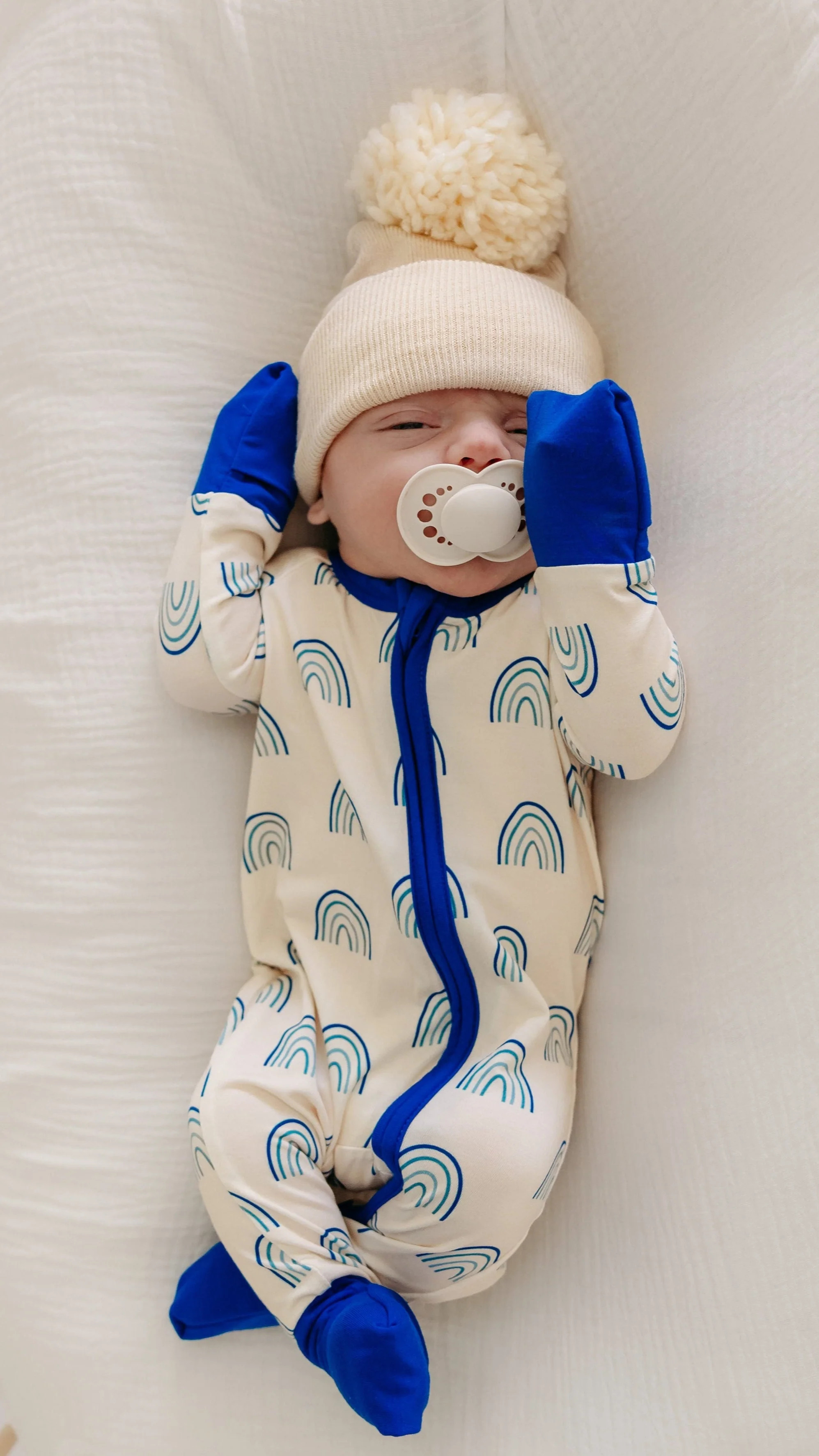 Infant Romper in Blue Rainbows | Silks Design