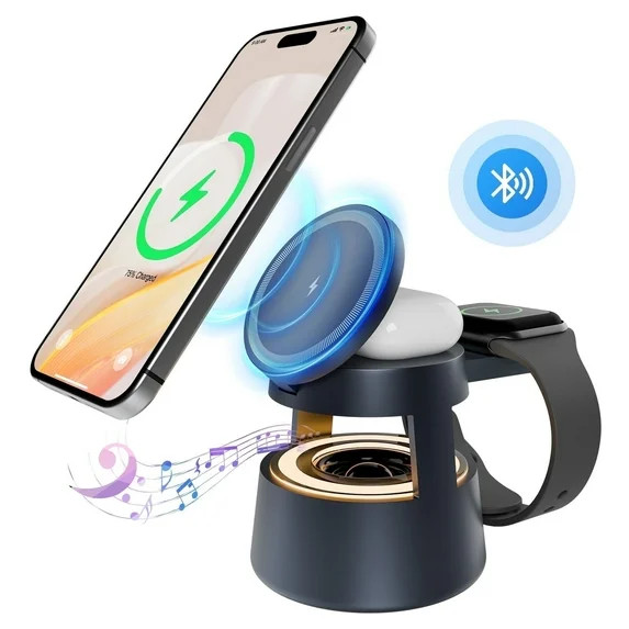 Wireless Charger,5 in 1 Wireless Charging Station for iPhone Charger with Soft Light and Bluetoot... | Walmart (US)